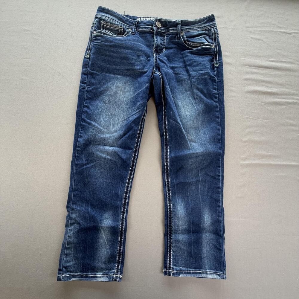 Hydraulic Jeans Girls Size 11/12 Blue Party Low Rise Straight Denim Embroidered